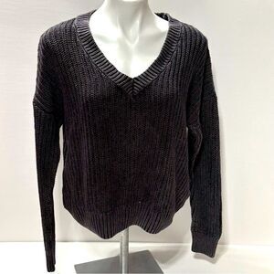 Love Pink Forenza Cropped Sweater Chunky Knit Sweater Grey V Neck M